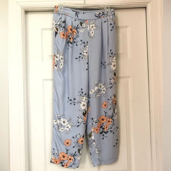 J. Crew Garden Floral Sky Blue Silky High-rise Pocket Pants - Picture 3 of 16